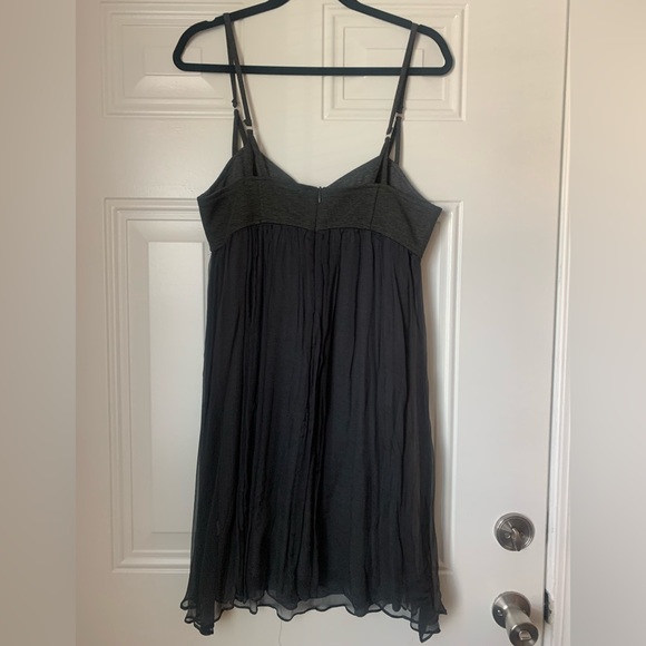 NWT Ella Moss Charcoal Gray Mini Sundress Sheer Overlay Size L - Picture 2 of 9